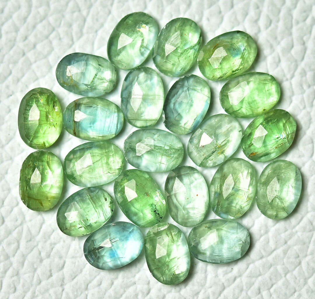 Natural Mint Green Kyanite Rose Cut Gemstones 4x6mm 5x7mm 6x8mm Oval Shape Genuine Kyanite Loose