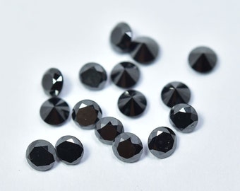 3mm Natural Black Diamond 2 Pieces Round Shape Solitaire Polished Brilliant Cut Diamonds Gemstone Loose Faceted Cut Gems Stones C-21968B