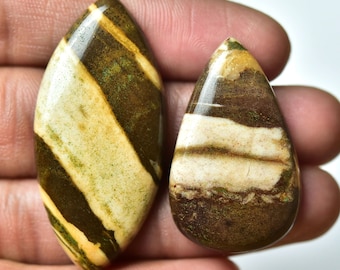2 Pieces Natural Zabronite Cabochons Lot 21x35mm to 21x45mm Mixed Shape Zabronite Gemstone Cabochon Loose Gemstones Cabs Semi Precious C-710