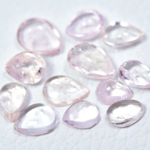 4 Pieces Natural Morganite Cabochons Lot 5.5x7.5mm - 6.8x9.5mm Pear Shape Cab Morganite Gemstones Cabs Loose Smooth Stones Cabochon C-20246