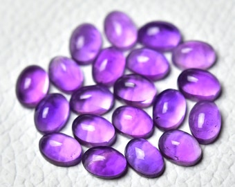 10 Pieces Natural Amethyst Cabochons Lot 5x7mm Oval Shape Genuine Amethyst Gemstone Cabochon Stone Cabs Loose Gems Calibrated C-4275