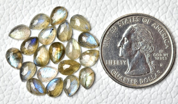 天然ラブラドライトファセット宝石5個セット 4 x 6 mm 5 x 7 mm 6 x 8