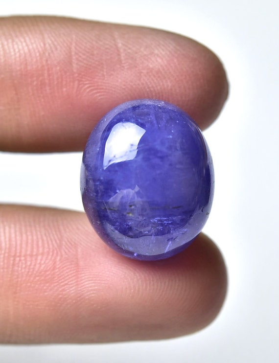 26 Cts Natural Tanzanite Cabochon 15x18mm Oval Shape Rare Blue
