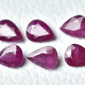 2 Pieces Natural Ruby Faceted Gemstones Lot 5.5x7.5mm Pear Shape Genuine Ruby Gemstone Cut Stone Loose Stones Faceted Gems C-3850