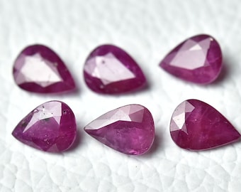 天然ルビー ファセットカット宝石 2個セット 5.5x7.5mm ペアシェイプ