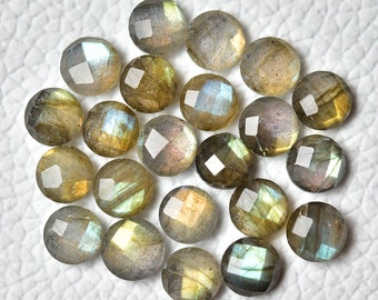 10 Pieces Natural Labradorite Faceted Gemstones 6mm - 6.3mm Round Shape Blue Labradorite Gemstone Loose Cut Gems Stones Briolettes C-4625