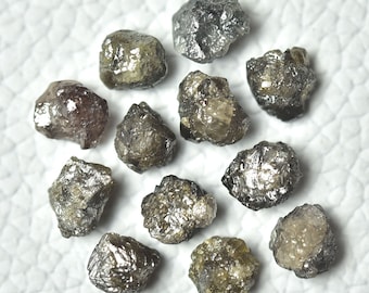 5 x 6 mm - 5,5 x 7 mm (3,40 carati) Diamante grezzo grigio 3 pezzi Diamanti grezzi naturali Pietre preziose grezze non tagliate per gioielli C-22082