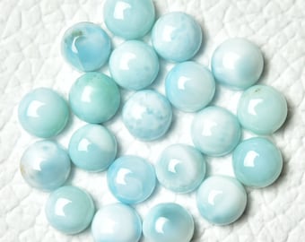 5 Pieces Natural Larimar Cabochons Gemstones Lot 5mm Round Shape Genuine Larimar Gemstone Cabs Smooth Gems Loose Stones Cabochon C-3223