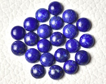 10 Pieces Natural Lapis Lazuli Gemstones Cabochons 3mm 5mm 6mm Round Shaped Blue Lapis Smooth Cab Loose Calibrated Stones Cabochon C-19722