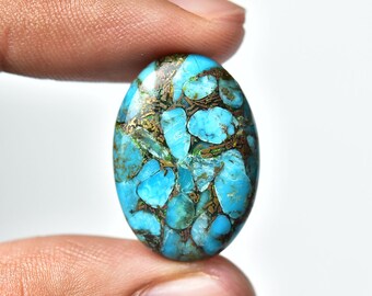 1 Piece Mojave Copper Turquoise Cabochon 18x23mm Oval Shape Cab Blue Turquoise Gemstones Smooth Gems Cabs Loose Stones Semi Precious C-18995