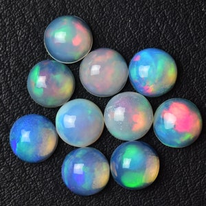 3 Pieces Natural A Ethiopian Opal Cabochon Lot 7mm Round Shaped Fire Smooth Opal Gemstone Cabochon Loose Stones Semi Precious Gems C-20548