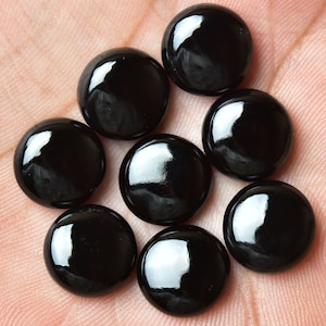 天然ブラックオニキスカボション宝石 3個セット 11.5mm - 12mm