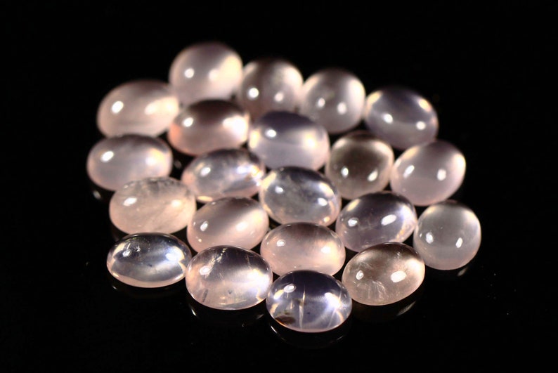 10 Pieces Natural Rose Quartz Cabochon Lot 7x9mm Oval Shape Cab Rare Rose Quartz Gemstone Smooth Loose Stones Calibrated Cabs C-18061