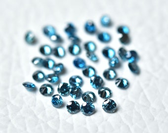5 Pieces Natural Brilliant Cut Blue Diamond 1.7mm - 1.8mm Round Faceted Loose Sparkling Blue Solitaire Diamonds Gemstone For Jewelry C-22035