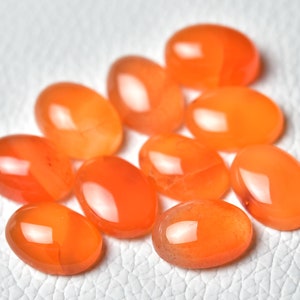 5 Pieces Natural Carnelian Cabochons Lot 10x14mm Oval Shape Genuine Carnelian Gemstones Cabs Smooth Gems Loose Stones 5342 image 3