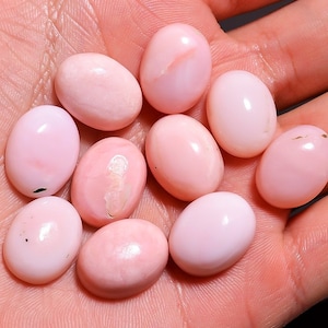 Lote de 3 cabujones de ópalo rosa peruano natural, 12 x 16 mm, forma ovalada, piedra preciosa de ópalo natural, piedra preciosa suelta y lisa, C-3753