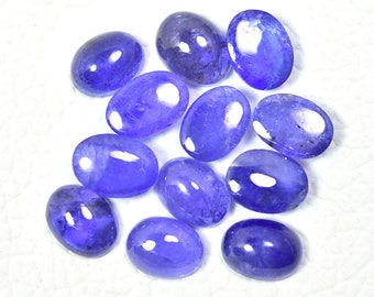 3 Pieces Natural Tanzanite Cabochons Lot 6x8mm to 6.5x8.5mm Oval Shape Blue Tanzanite Gemstones Cabs Loose Stones Smooth Gems Cab C-17831