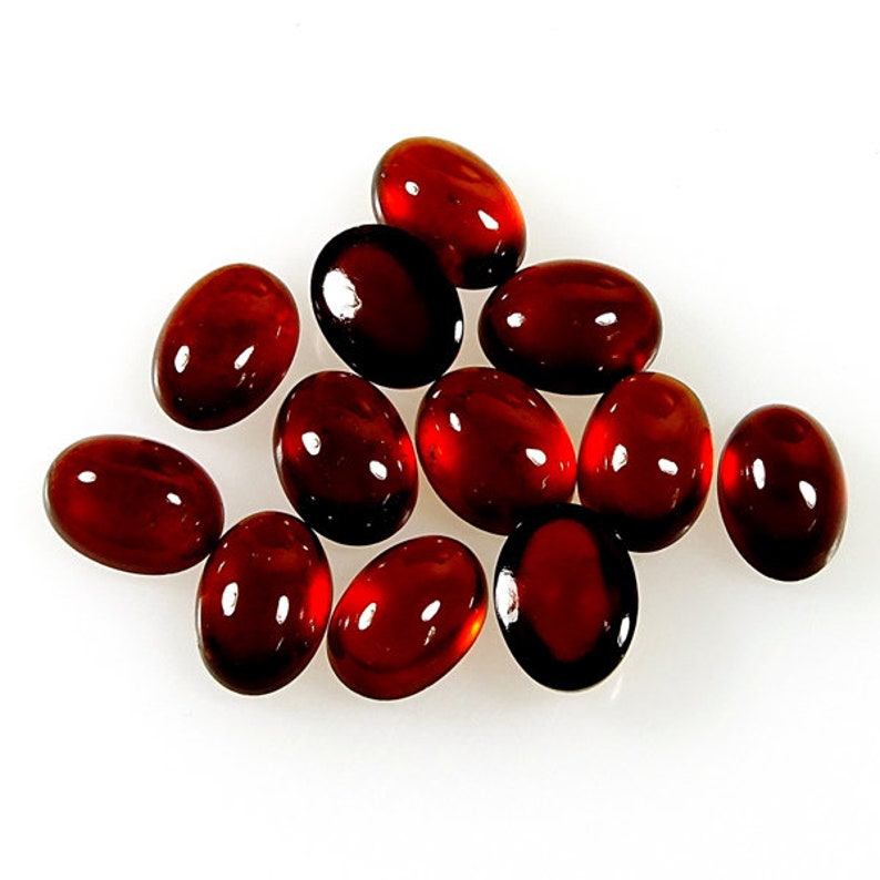 6 Pieces Natural Hessonite Cabochons Lot 7x10mm to 7.5x10mm Oval Shape Cab Rare Hessonite Gemstones Cabs Loose Stones Smooth Gems