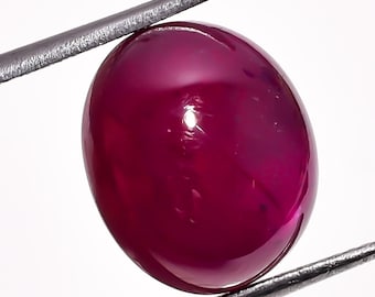 1 pezzo di cabochon di rubino naturale riempito di vetro da 12 x 14 mm di forma ovale, cabochon di rubino autentico, pietre preziose sciolte, cabochon lisci, gemme preziose 8299
