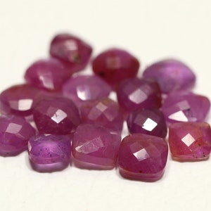 4 Pieces Lot Natural Pink Sapphire Gemstone Faceted Briolettes 5x5mm to 6x6.5mm Cushion Shape Rare Sapphire Gemstone Cut Loose Stone C-18567