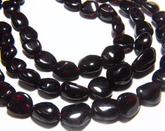 14" Full Strand Natural Garnet Beads Smooth Nuggets , 7x8mm to 11x14mm Garnet Tumble Drilled Gemstone Beads Stone Bead