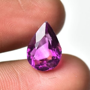 4 Carats Natural Purple Fluorite Faceted Gemstone 8.3x12mm Pear Shape Genuine Fluorite Cut Gem Stone Loose Gemstones Semi Precious C-10412