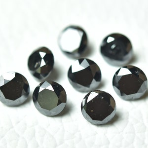 5 mm Natürlicher schwarzer Diamant-runde Form Solitär poliert Diamanten im Brillantschliff Edelstein lose facettierten Schnitt Z schwarze Steine C-22030