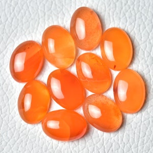 5 Pieces Natural Carnelian Cabochons Lot 10x14mm Oval Shape Genuine Carnelian Gemstones Cabs Smooth Gems Loose Stones 5342 image 1