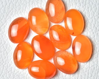 5 Pieces Natural Carnelian Cabochons Lot 10x14mm Oval Shape Genuine Carnelian Gemstones Cabs Smooth Gems Loose Stones 5342