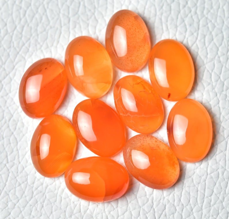 5 Pieces Natural Carnelian Cabochons Lot 10x14mm Oval Shape Genuine Carnelian Gemstones Cabs Smooth Gems Loose Stones 5342 image 1