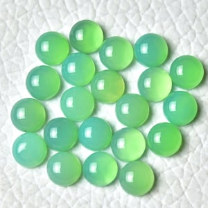 10 Pieces Natural Chrysoprase Chalcedeony Cabochons 3mm 4mm 5mm 6mm 7mm Round Shape Chalcedony Gemstones Loose Smooth Cabs Cabochon C-19721
