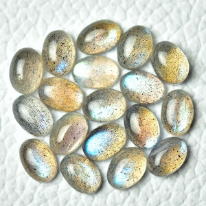 5 Pieces Natural Labradorite Cabochons Lot 5x7mm Oval Shape Flashy Labradorite Calibrated Gemstone Loose Gem Stones Smooth Cabs C-19065