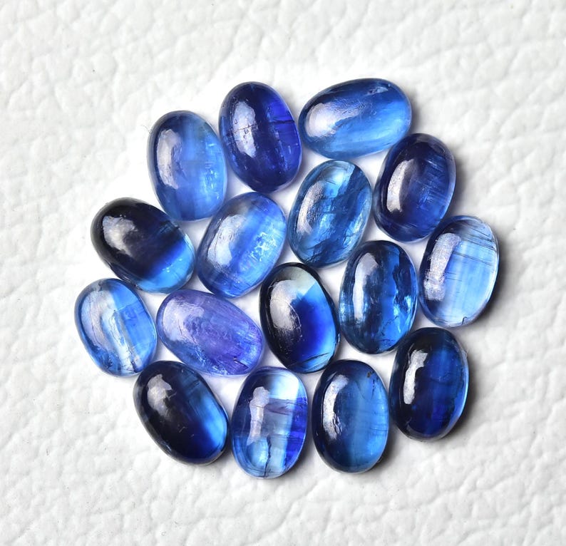 Natural Blue Kyanite Cabochons 6x9mm 7x9mm 7x10mm 8x10mm Oval Shape Genuine Blue Kyanite Gemstones Loose Gems Stones Smooth Cabochon C-6271 image 5