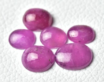 30 Cts (6 Pieces) Ruby Cabochon Lot 7.8x10.5mm to 10.5x14mm Natural Glass Filled Ruby Gems Stone Loose Gemstone Precious Smooth Cabs C-1617