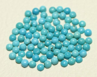 10 Pieces Natural American Sleeping Beauty Turquoise Cabochons Lot 3mm Round Shape Rare Turquoise Gemstones Smooth Gems Cabs C-17756