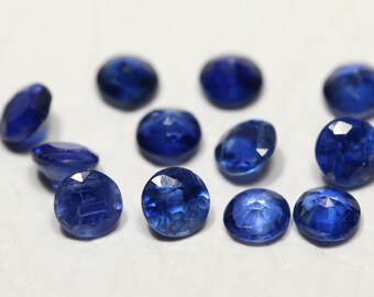 6 Pieces Natural AAA Kyanite Gemstones Faceted loose Stone Lot 4mm Round Shape Rare Blue Kyanite Gemstone Cut Stone Semi Precious C-18755