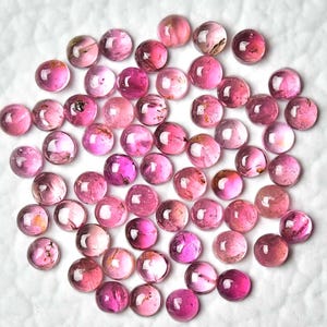 10 Pieces Natural Pink Tourmaline Gemstone Cabochons 2.3mm - 2.5mm Round Tourmaline Gemstone Cabochon Loose Smooth Gems Stones Cabs C-19342 image 4