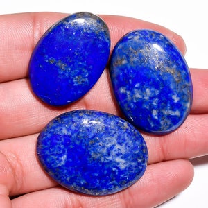 3 Pieces Lapis Lazuli Cabochons Lot 21x29mm to 25x33mm Oval Shape Natural Lapis Lazuli Gemstones Cabs Smooth Gems Loose Stone 6985