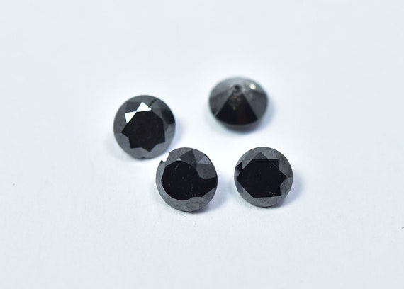 4mm Natural Black Diamond Round Shape Solitaire Polished Brilliant