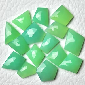 5 Pieces Chalcedony Chrysoprase Faceted Loose Gemstones Lot 6x6.5mm 10x10.5mm Fancy Shape Chrysoprase Cut Stone Flat Back Gemstone C-21302