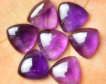 2 Pieces Natural Amethyst Gemstones Cabochons 15mm Trillion Shape Genuine Amethyst Gemstone Cabochon Loose Gems Stones Cabs C-21415