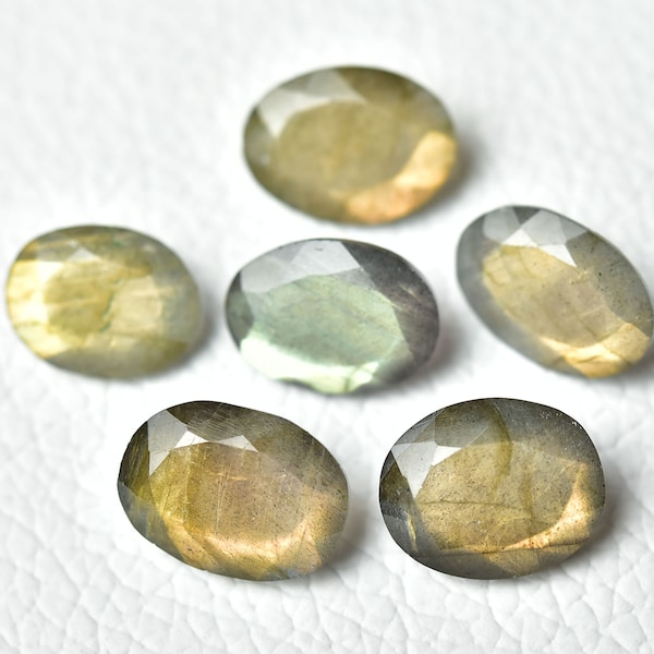 5 Pieces Natural Labradorite Lot Faceted Loose Gemstones 10x13.5mm to 10x14mm Oval Shape Fire Labradorite Cut Stone Semi Precious C-9211