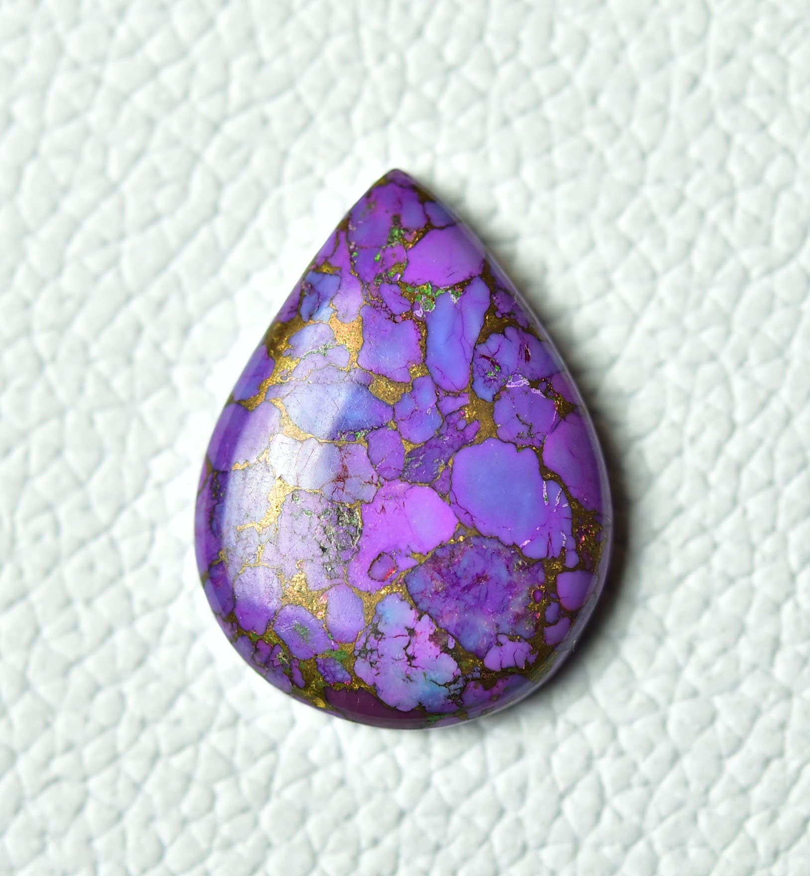 1 Piece Mojave Copper Turquoise Cabochon 19x26mm Pear Shape Purple