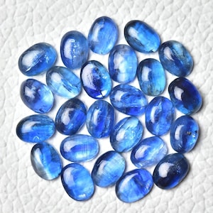 5 Pieces Natural Kyanite Cabochon 4x5mm 4x6mm 5x7mm 5x8mm 6x8mm Oval Shape Genuine Kyanite Gemstones Loose Stones Smooth Cabochons C-16957