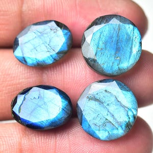 4 Pieces Natural Labradorite Lot Faceted Loose Gemstones 14mm - 10x14mm Mix Shape Blue Fire Labradorite Gems Cut Stone Semi Precious C-16859
