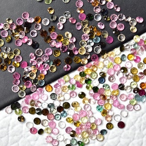 25 Pieces Natural Multi Tourmaline Gemstones Lot Faceted Loose Stones 1.2mm Round Shape Rare Tourmaline Gemstone Loose Cut Gem Stone C-16305