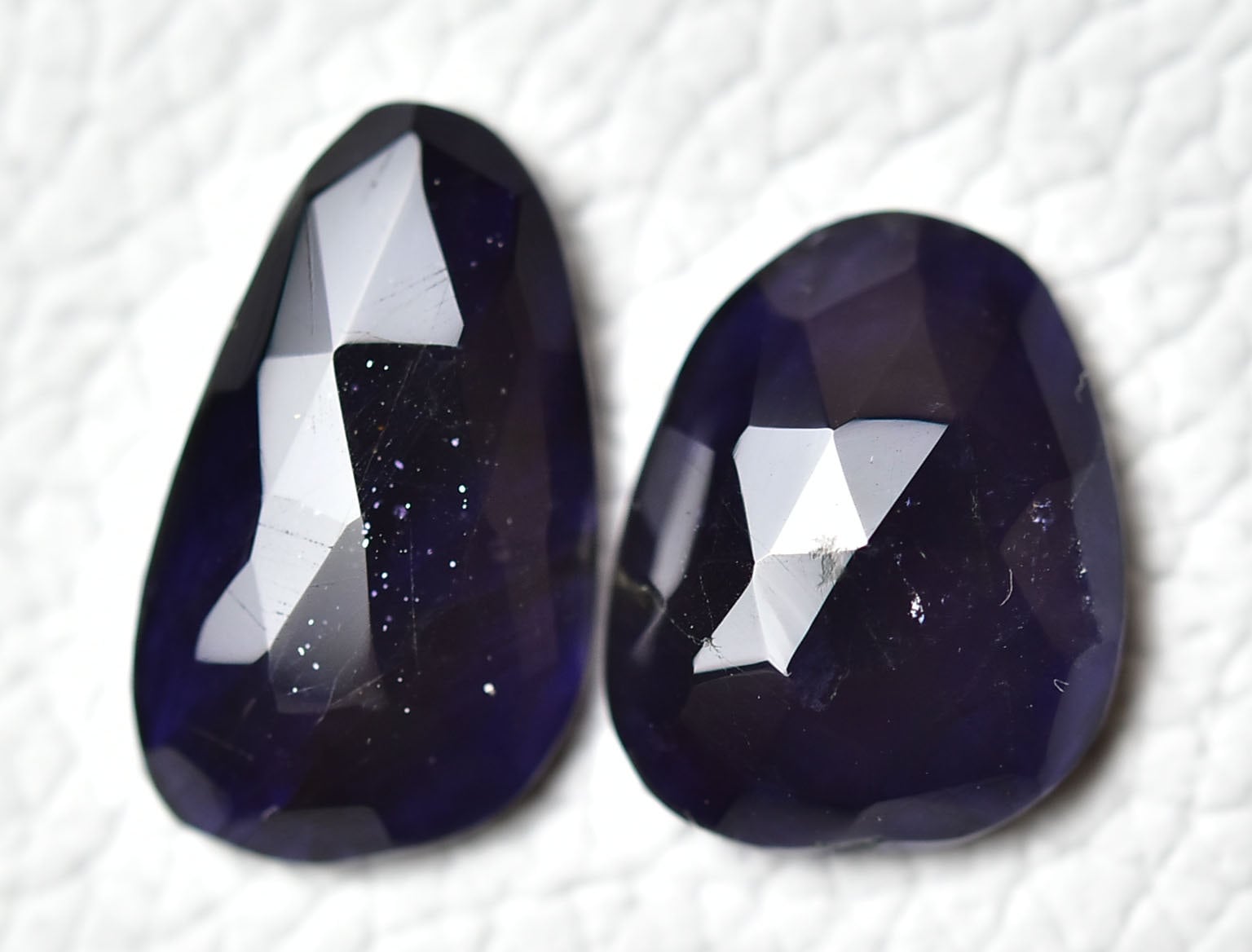 2 Pieces Natural Iolite Faceted Slice Gemstone 10.5x17.8mm 11.8x14