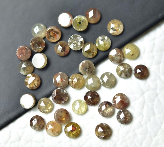 10 Pieces Natural Rose Cut Diamonds 2mm -2.8mm Calibrated Multi Color Round Diamonds Cabochon Faceted Loose Diamond Flat Back Stones C-22020