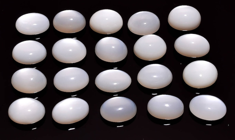 5 Pieces Natural White Moonstone Cabochons Lot 11x16 to 13x17mm Oval Shape Natural Moonstone Gemstone Loose Stones Smooth Cabs 4612