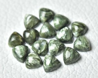 10 Pieces Natural Seraphinite Cabochons Lot 6x6mm Triangle Shape Cab Genuine Seraphinite Gemstone Cabs Loose Stones Smooth Cabochon C-9243